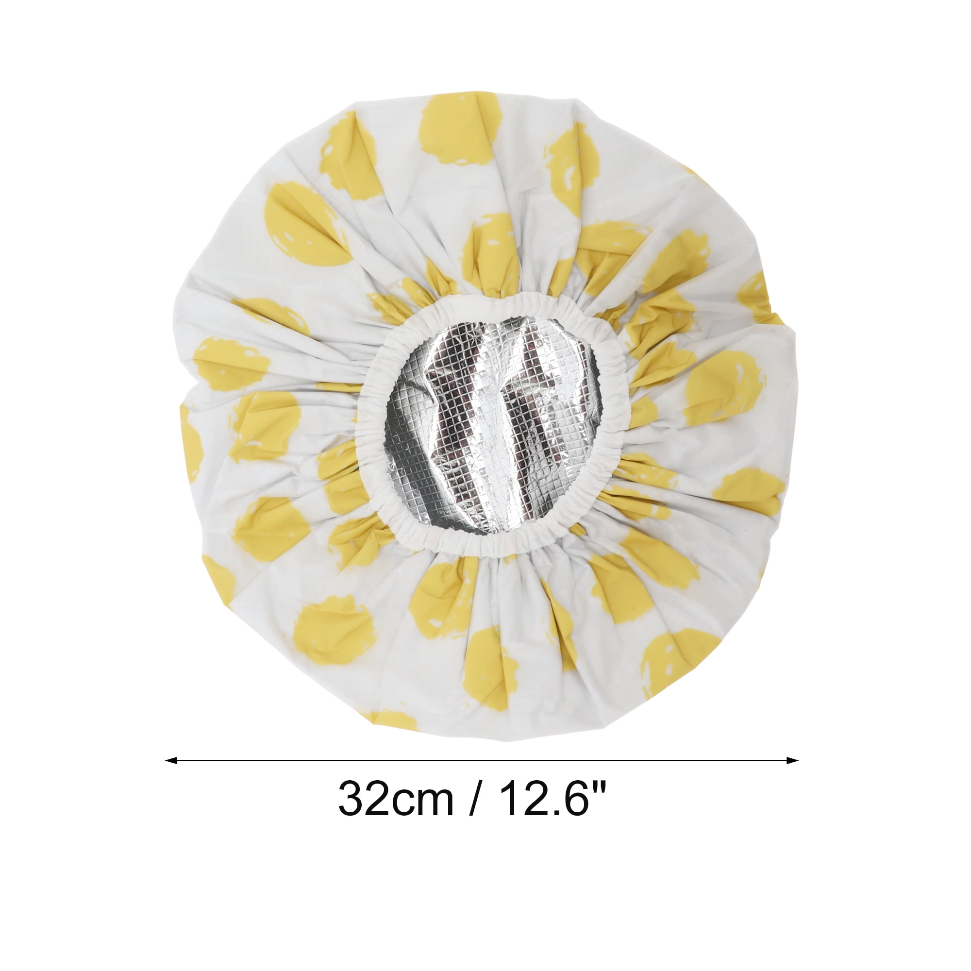 Unique Bargains Women Durable Dots Shower Cap Yellow 1 Pc