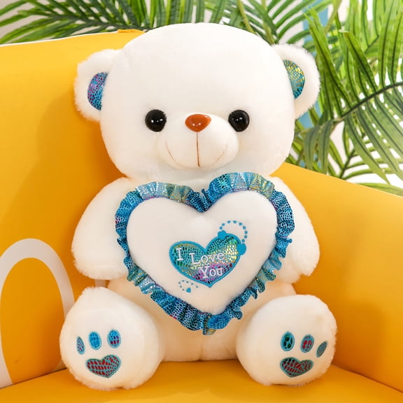 Children's Cute Heart-Holding Plush Teddy Bear - Soft Stuffed Animal Toy, Perfect for Girlfriend Valentine's Day Birthday Holiday Gift Bedroom Use