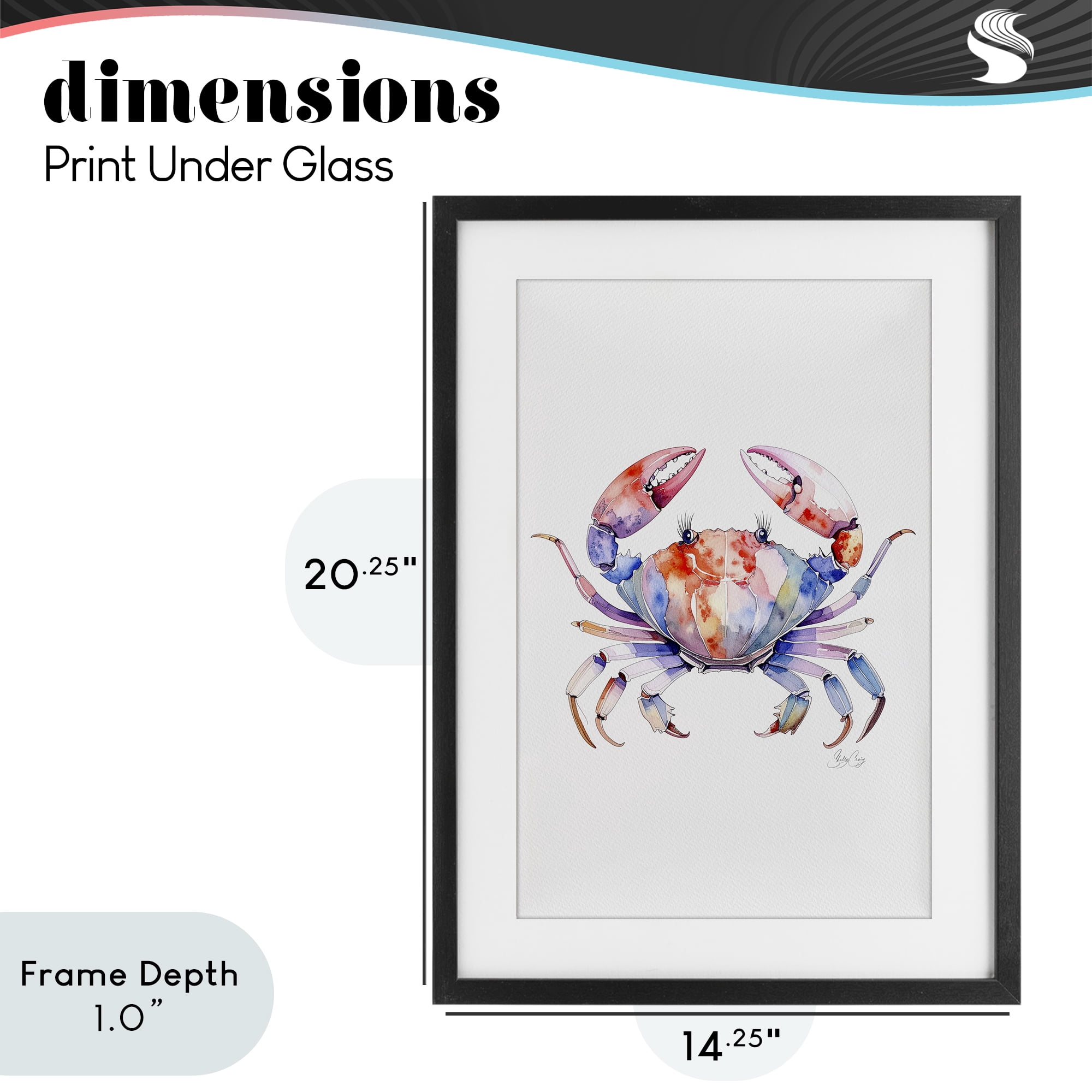 Stupell Industries Tide Dancer Crab Black Framed Print Under Glass, design by Shelly Craig
