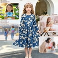 thumbnail image 7 of AmzBarley Girls Maxi Dress Long Sleeve Floral Casual Dresses 9-10 Years Navy Print, 7 of 7