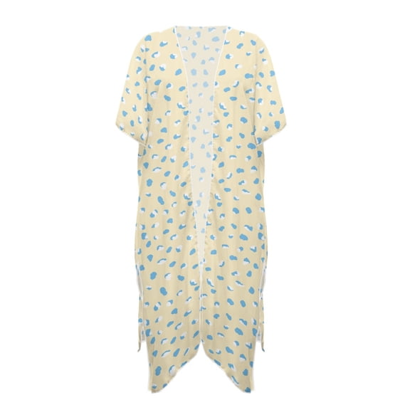 HELLHERO Spotted Design Beach Cover Ups Long Polyester Loose Swimwear Coverup