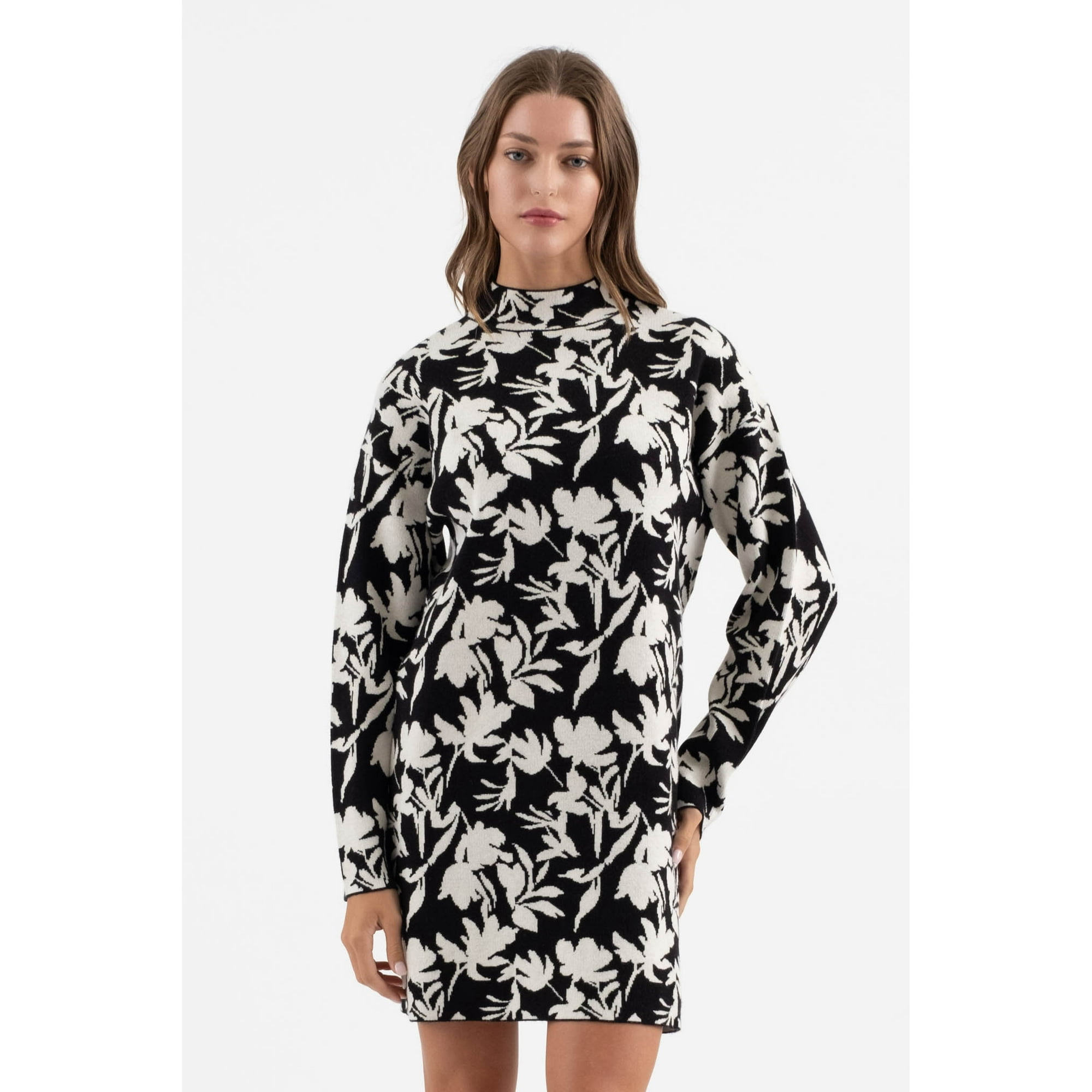 Blu Pepper Women's Mock Neck Floral Jacquard Sweater Dress - Walmart.ca Blu Pepper Women's Mock Neck Floral Jacquard Sweater Dress - Walmart.ca