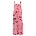 thumbnail image 5 of Fgvctg Valentine's Day Women's Overalls Wide Leg Pant Festival Love Heart Graphic Overall Sleeveless Romper Spaghetti Straps Jumpsuit Loose Bib Overalls Sprimg Clothes With Pockets Pink 3XL, 5 of 6