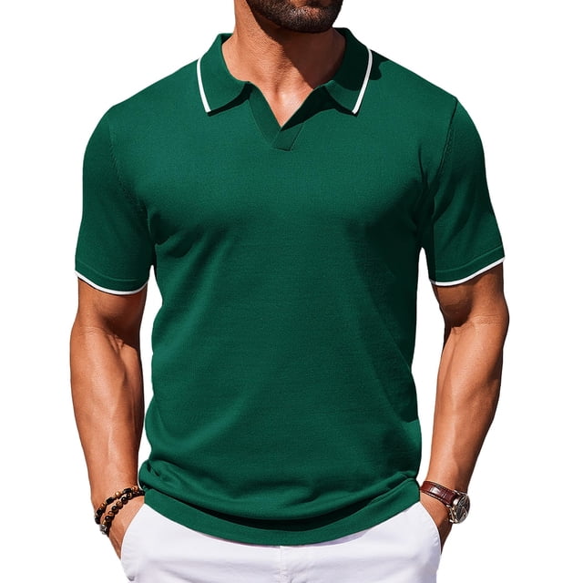 Polo COOFANDY Jersey de manga corta para hombre verde