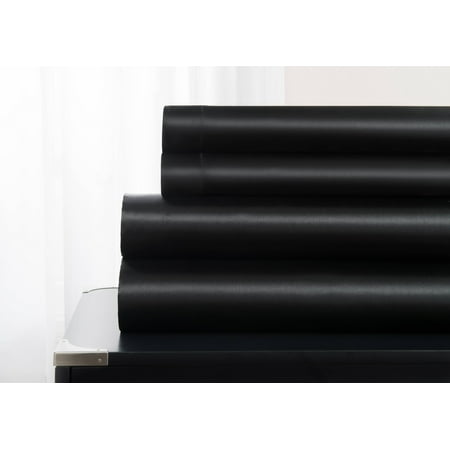King Sheets Microfiber Majestic Excellence Luxuriously Soft Satin, 4 Piece Sheet Set, Baltic Linen, Black, King, Microfiber ()