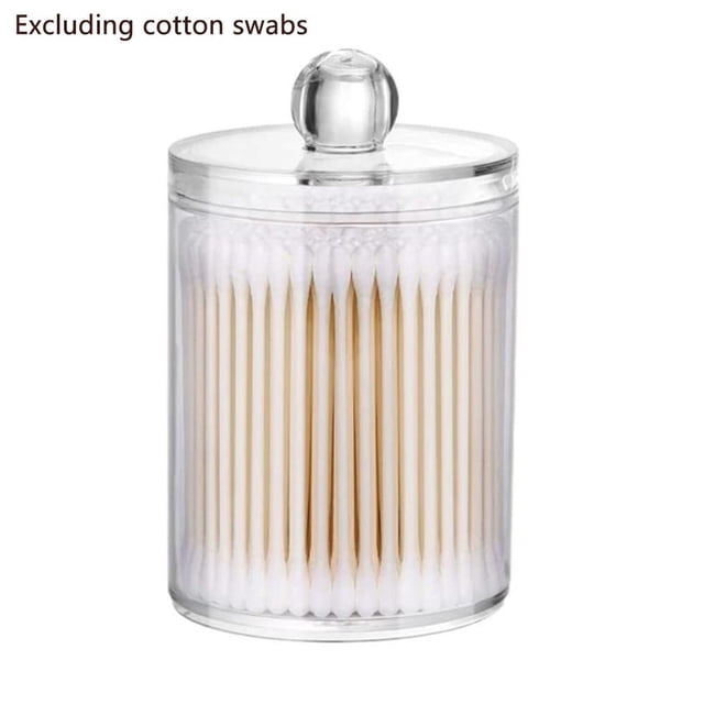 1pcs Transparent Round Acrylic Cotton Swab Box With Cover Dust-Proof Cotton Storage Box Dental Floss Box Toothpick Box