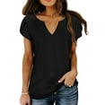 thumbnail image 6 of TEMOFON Women T-shirts Summer Short Sleeve Tops Casual Ruffle Sleeve Tunic Tops Trendy V Neck Tops Loose Ladies Shirts Blouses Black XXL, 6 of 7