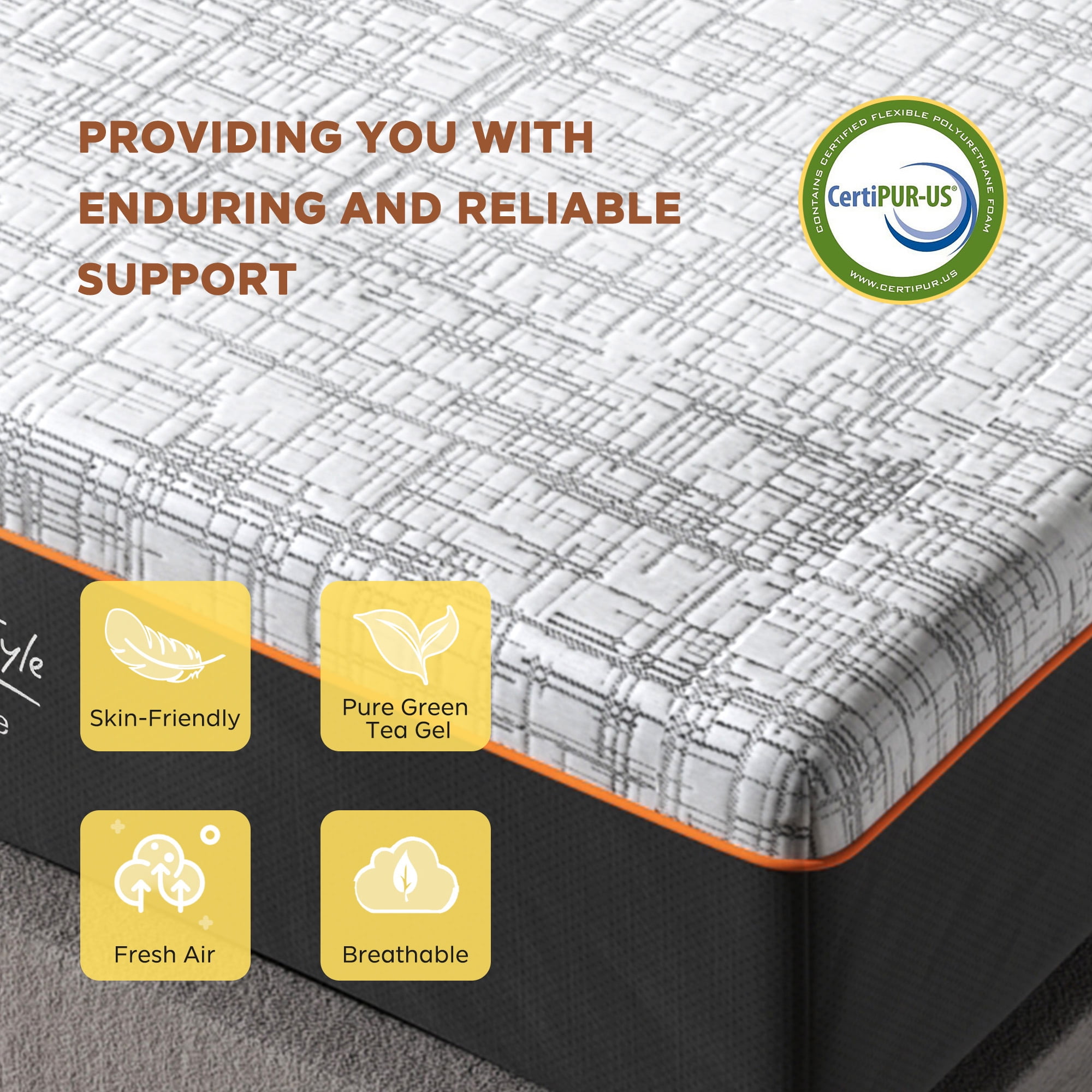 Bamboo Charcoal & Green Tea Memory Foam Mattress,12 Inch Queen Size Medium Firm Cooling Gel Mattress for Pressure Relief, CertiPUR-US Certified & Fiberglass Free,Washable Cover, Mattress in A Box