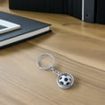 thumbnail image 2 of Llavero metálico con forma de balón de fútbol, llavero deportivo 3D con bola giratoria, regalo de cumpleaños, 2 of 8