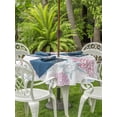 thumbnail image 3 of Outdoor Tablecloth with Umbrella Hole for Patio/Picnic/Party/Camping, Pink Blue Coastal Waterproof Table Cloth Round Cover Washable, Summer Beach Coral Sea Turtle Starfish (Dia 60"), 3 of 8