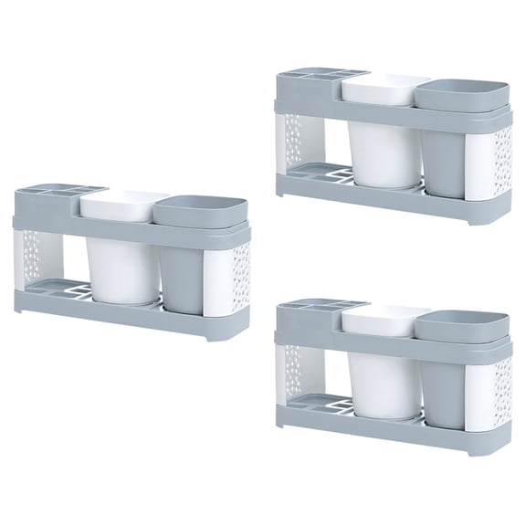 WORGEOUS 3-Piece Toothbrush and Toothpaste Holder Set with Countertop Cup for Bathroom Organization