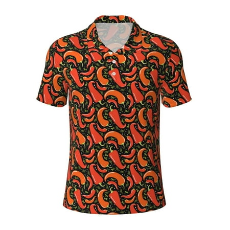 Balery Red Hot Chili Printed Men’s Short Sleeve Polo Shirt Midweight Men s Shirt Golf Polo shirts -Medium