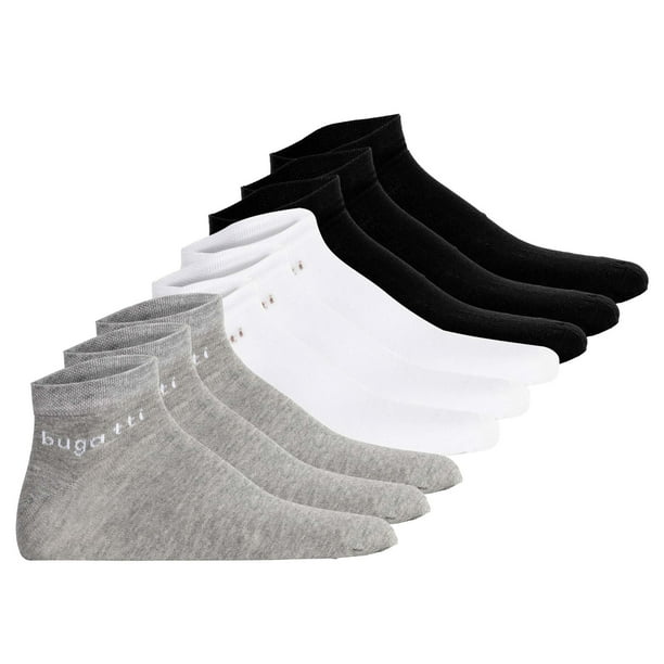 bugatti calcetines zapatillas hombre pack de 9 - Calcetines Algodón Suave Uni Basic Negro/blanco/gris 43-46