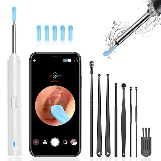 Cikiki HD Visual Ear Wax Removal Kit with Camera & Light, Smart Otoscope Ear Cleaner for Phone & Android, Wax Remove Ears Picker Tool with Replacement Tips, Black