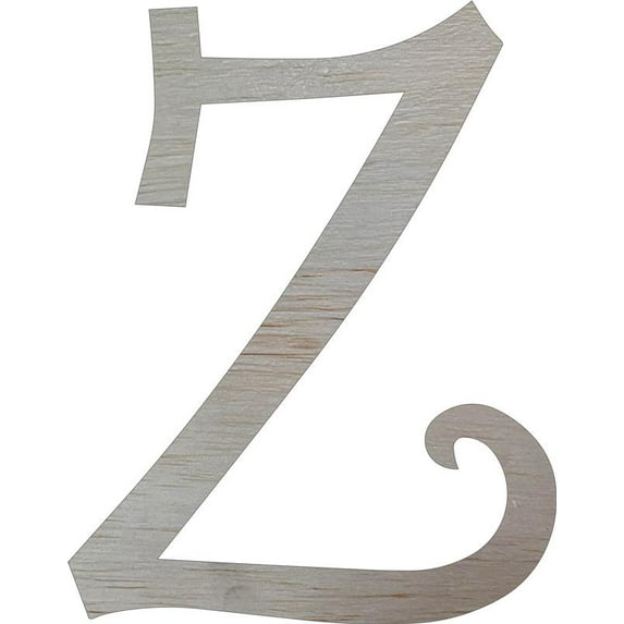 Unfinished Wood 10'' Curlz Letter Z, Wall Hanging