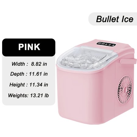 26LBS/24H Countertop Ice Maker with Handle - 9 Ice Cubes in 6 Mins, Portable Machine with Ice Basket & Scoop