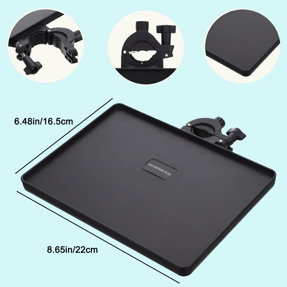 ABCISI Microphone Stand Tray, Adjustable Clip Stand Desk, Universal Microphone Stand Tray, 8.66 Inch X 6.5 Inch for Stage, Sheet Music, Live Broadcast, Recording (Stand not included)