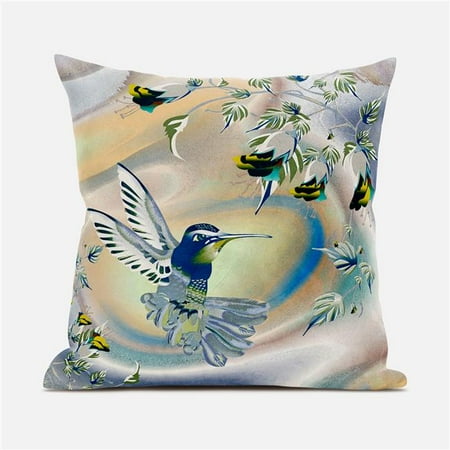 

Amrita Sen Designs CAPL701FSDS-BL-18x18 18 x 18 in. Curious Humming Bird Suede Blown & Closed Pillow - Yellow & Orange