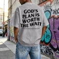 thumbnail image 5 of Christian Graphic Shirts for Men God's Plan Is Worth The Wait Oversized Acid Wash Tshirt Faith Back Print Religious T-shirts Casual Tops for Streetwear Summer Vacation, 5 of 6
