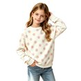 thumbnail image 4 of SGMVNU Girls Polka Dots Sweatshirt Crewneck Pullover Casual Tops Long Sleeve Fall Clothes for Outdoor, Size 4-5 Years, tc1-White4, 4 of 5