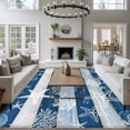 thumbnail image 3 of Large Area Rugs for Living Room Bedroom, Navy Blue Coastal Beach 8'x10' Rug Washable Carpet Runner Indoor Outdoor, Nautical Starfish Coral Vintage Wooden Non Slip Floor Mats Rug for Kitchen, Patio, 3 of 8