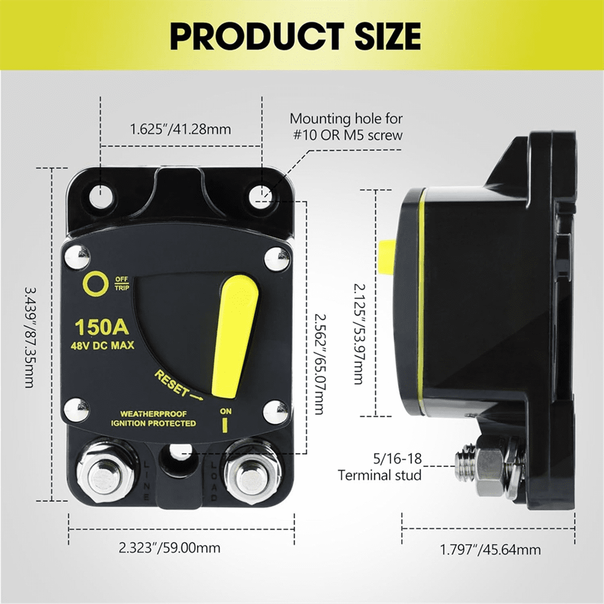 300 Amp Circuit Breaker with Manual Reset Switch High Amperage for Marine RVs Yacht Trolling Boat Battery Solar System