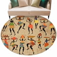 thumbnail image 2 of Brown Boho Round Area Rug 6 FT, Non Slip Bedroom Rugs, Farmhouse Vintage Ethnic African Women Washable Soft Circular Carpet Non-Shedding Floor Mat for Kitchen Dining Room Home Office Kids Room, 2 of 8