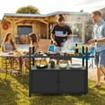 thumbnail image 4 of Costway Outdoor Bar Cart with Tempered Glass Top Storage Cabinet & 8 Hooks for Porch, 4 of 10