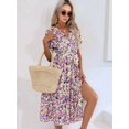 thumbnail image 6 of Jaimenalin Women'S Floral Long Dress Short Sleeve Wrap V Neck Ruffle Long Flowy Beach Dresses 109102 XL, 6 of 9