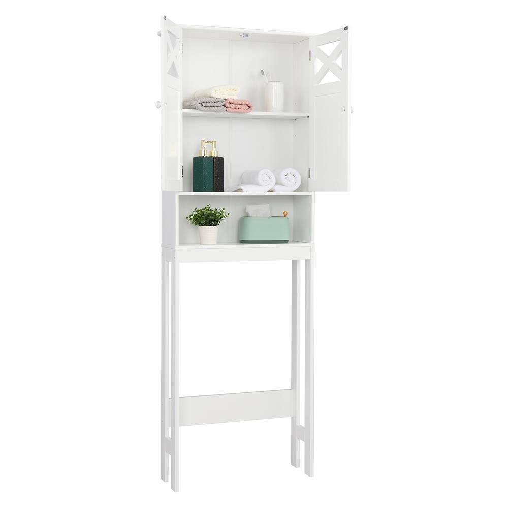Solirest  Over The Toilet Storage Cabinet,Freestanding Toilet Rack Space Saving Cabinet with 2 Doors & Storage Shelf, Bathroom Cabinet Organizer Rack Over Toilet