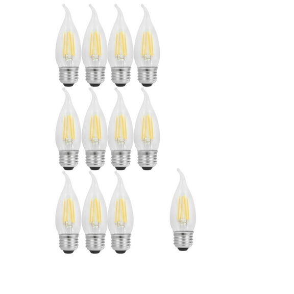 (12 bulbs) Sylvania Glass LED, B10 Light Bulb, 60 watt equivalent, 2700K Soft White, Filament, Clear, Medium Base, LED Light Bulb