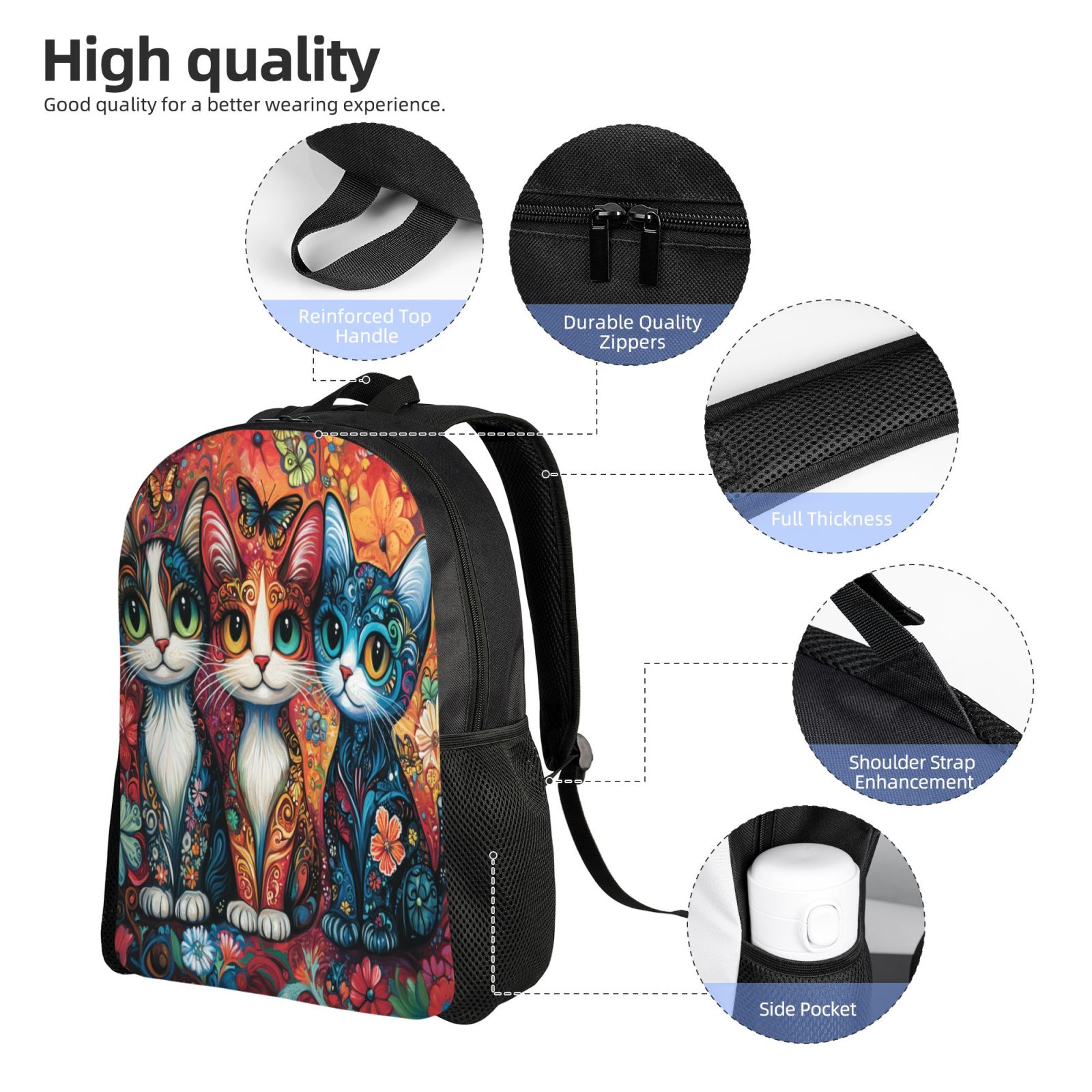 Cat Backpack Double Shoulder Backpack Durable, Spacious, Ergonomic Design for Travel, Work & Outdoor Use