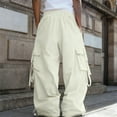thumbnail image 3 of Men's Wide-Leg Cargo Pants - Drawstring Waist & Adjustable Straps for Streetwear & Casual Outfits Beige 2XL, 3 of 5