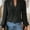 Black, variant on Women's V-Neck Long Sleeve Swiss Dot Chiffon Blouse with Lace Embroidery