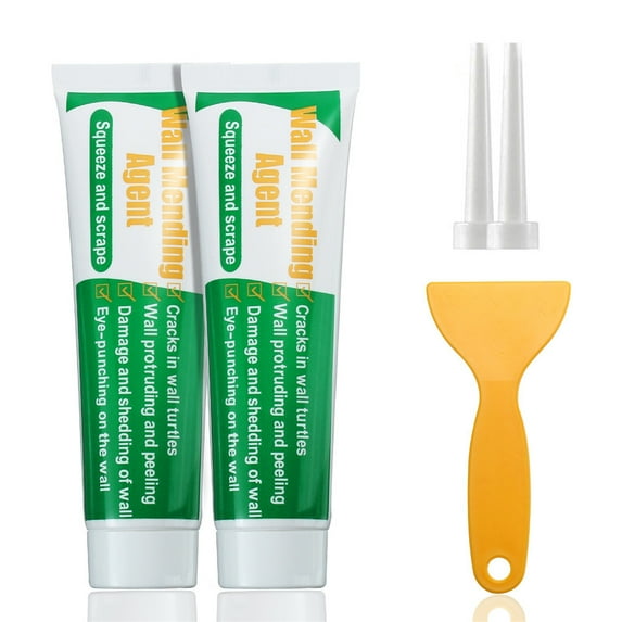 GOCHANGE 2 Pcs Wall Mending Agent Wall Repair Kit with 2 Drywall Repair Cream Paste + 1 Scraper + 2 Nozzle Extender