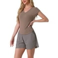 thumbnail image 4 of INSPIRE CHIC Women's Sleep T-Shirt V-Neck Pajamas Top for Nightwear Loungewear L Khaki, 4 of 6
