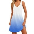 thumbnail image 2 of Lovskoo Women's Summer Dresses 2025 Beach Casual Sleeveless Gradient Print V Neck Dress Loose Tank Sundress with Pocket Light Blue, 2 of 7