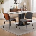 thumbnail image 2 of Modern Dining Chairs Set of 2, Upholstered Faux Leather Dining Room Chairs with Walnut Bentwood Back and Metal Legs Adjustable Foot, Mid Century Retro Dinner Chairs for Kitchen Living Room, Gray, 2 of 11