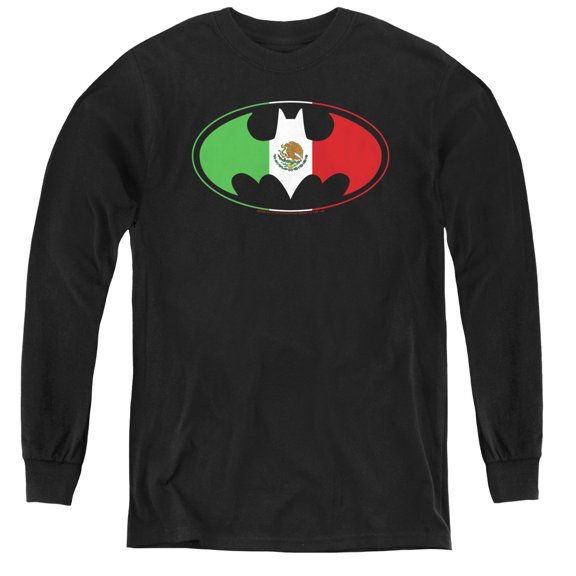 Batman - Mexican Flag Shield - Youth Long Sleeve Shirt - Large