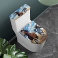 thumbnail image 2 of HELLHERO Galloping Horses on Golden Field Stylish 2 Pack Toilet Lid Cover Set, Elastic Edge Elastic Fabric Toilet Seat Covers Set & Elastic Installation, 2 of 7