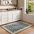 thumbnail image 4 of Toyoso 2'x3' Vintage Floral Area Rug, Midnight Navy & Rose Silicone Carpet, 0.25" Slim Machine Washable Indoor Mat, Low Pile Non-Slip Heritage Pattern Rug for Entryway, Laundry & Office, 4 of 9