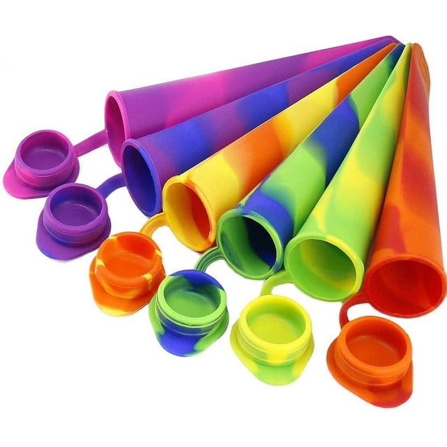 Juego de 6 moldes de silicona para paletas de helado, moldes para hacer paletas de hielo, 100 % silicona de grado alimenticio, sin BPA