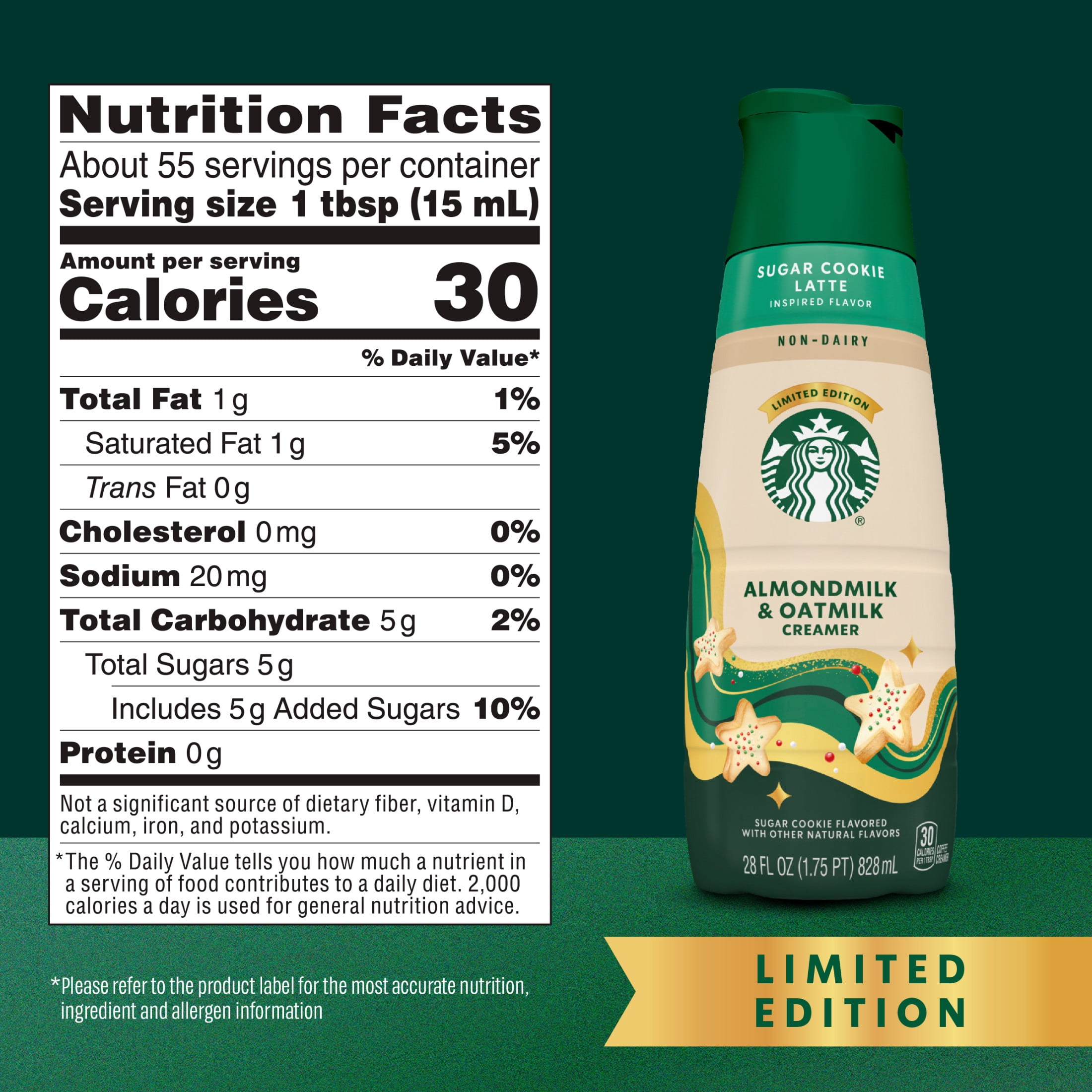 Starbucks Sugar Cookie Latte Inspired Non-Dairy Creamer, 28 fl.oz. Bottle 28 fl oz