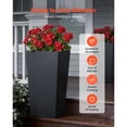 thumbnail image 2 of KFFKFF Set of 2 Tall Planters, 30in Large Tapered Pots for Indoor and Outdoor Plants, Modern Plastic Flower Containers with Wheels, Inner Pot, and Drainage Holes for Patio, Garden, Black, 2 of 8