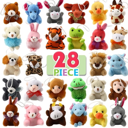 32 Piece Mini Plush Animal Toy Set, Cute Small Animals Plush Keychain Decoration for Themed Parties, Kindergarten Gift Giveaway, Teacher Student Award, Goody Bags Filler For Boys Girls Child Kid