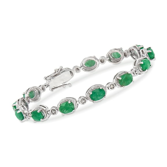 Ross-Simons 9.10 ct. t.w. Emerald Bracelet in Sterling Silver, Women's, Adult
