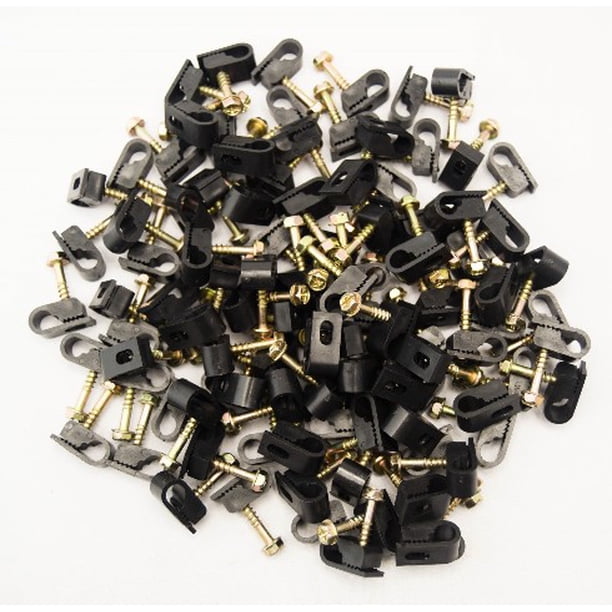 100 pcs Black Single Flex Clips RG6 RG59 Coax Cable With Strain Relief ...