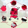 thumbnail image 7 of CL.HPAHKL Foldable Pet Stroller, 3 Wheels Pet Stroller for Small Medium Dogs Cats Portable Pet Strolling Cart with Storage Basket and Cup Holder Pet Gear Dog Carriage Dog Stroller for All-Season, Red, 7 of 7