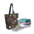 thumbnail image 2 of Open Top Canvas Tote Bag with Zipper Reusable Shopping Bag 13.5x15" Roomy Carryall Christmas Theme Icon, 2 of 9