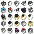 thumbnail image 2 of HOOUN Fashion Women Men Stylish Gothic Punk Skull Ring Cool Men's Band Rings Jewelry-#13-13, 2 of 9